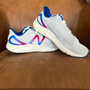 New Balance White and Blue Running Shoes
